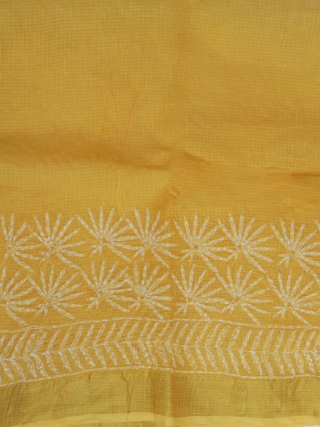 Ada Hand Embroidered Yellow Kota Lucknowi Chikankari Saree With Blouse 01A590939