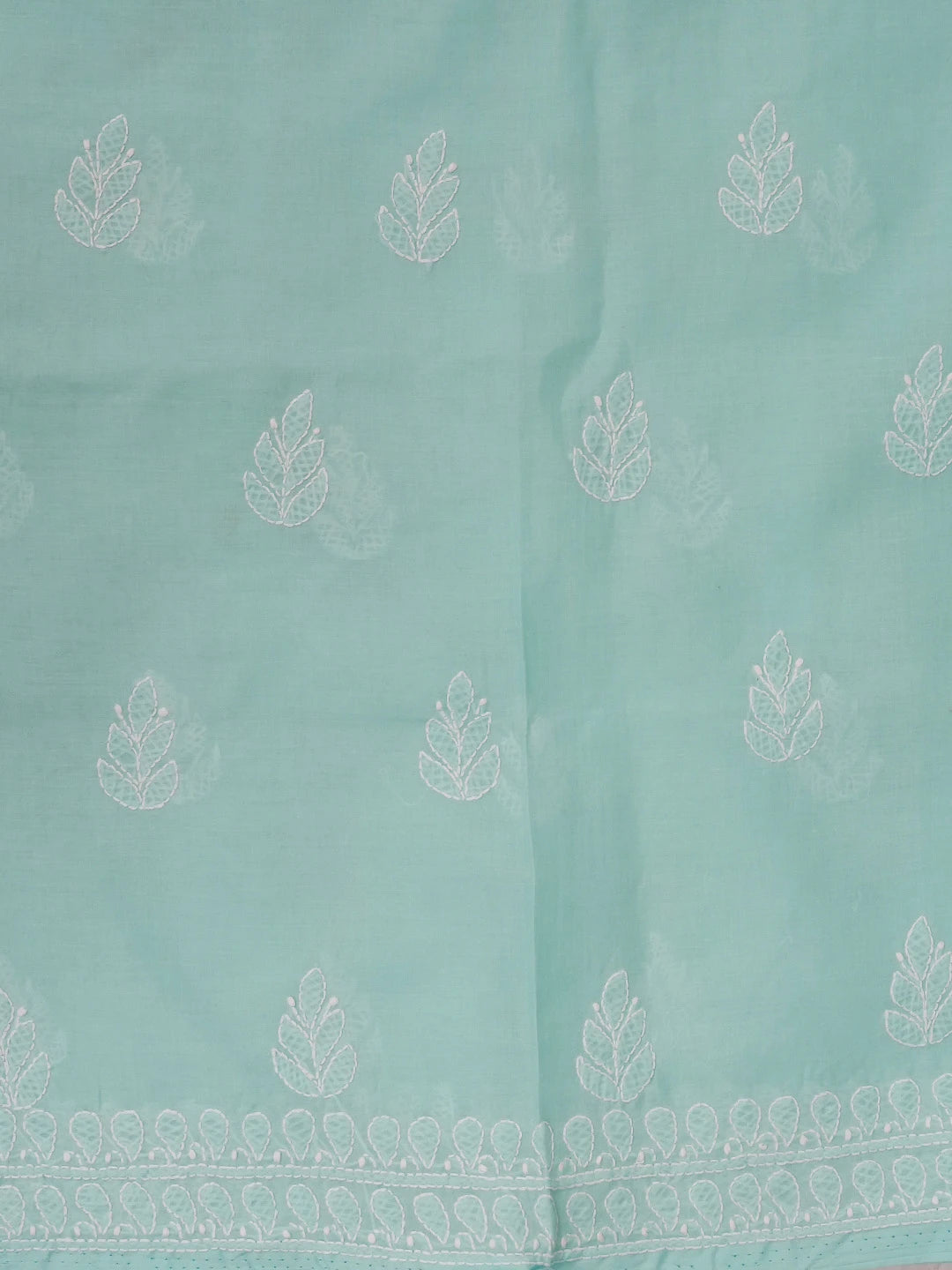 Ada Hand Embroidered Sky Blue Cotton Lucknowi Chikankari Unstitched Suit Piece 01A581816