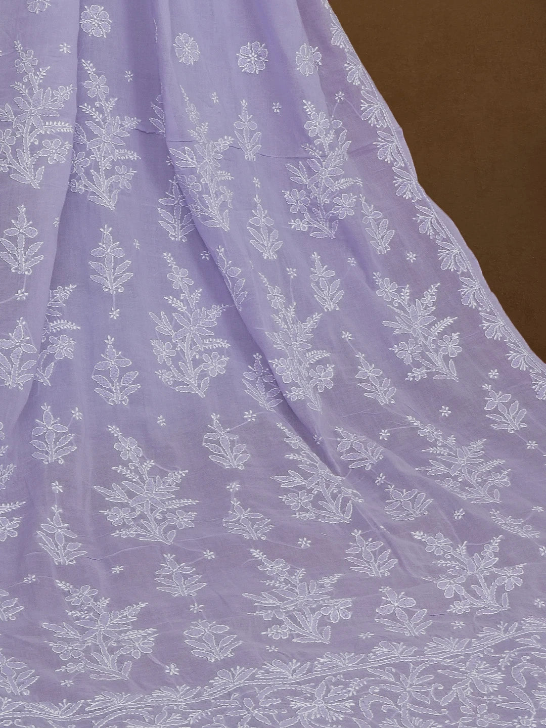 Ada Hand Embroidered Mauve Cotton Lucknowi Chikankari Saree With Blouse 01A560373