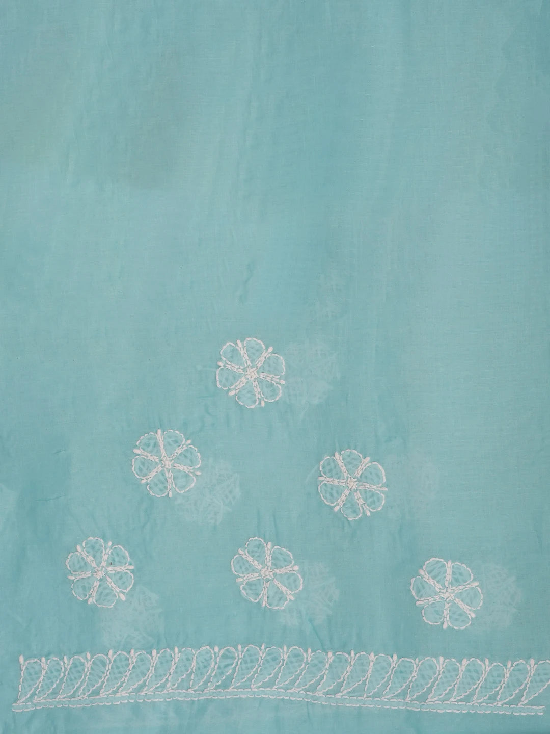 Ada Hand Embroidered Blue Cotton Lucknowi Chikankari Saree and Blouse 01A583394