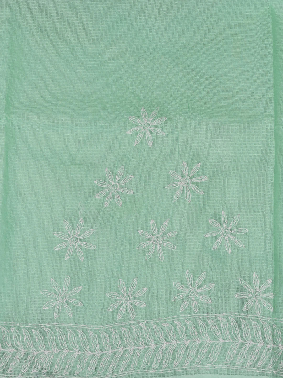 Ada Hand Embroidered Sea Green Kota Lucknowi Chikankari Saree With Blouse 01A590628
