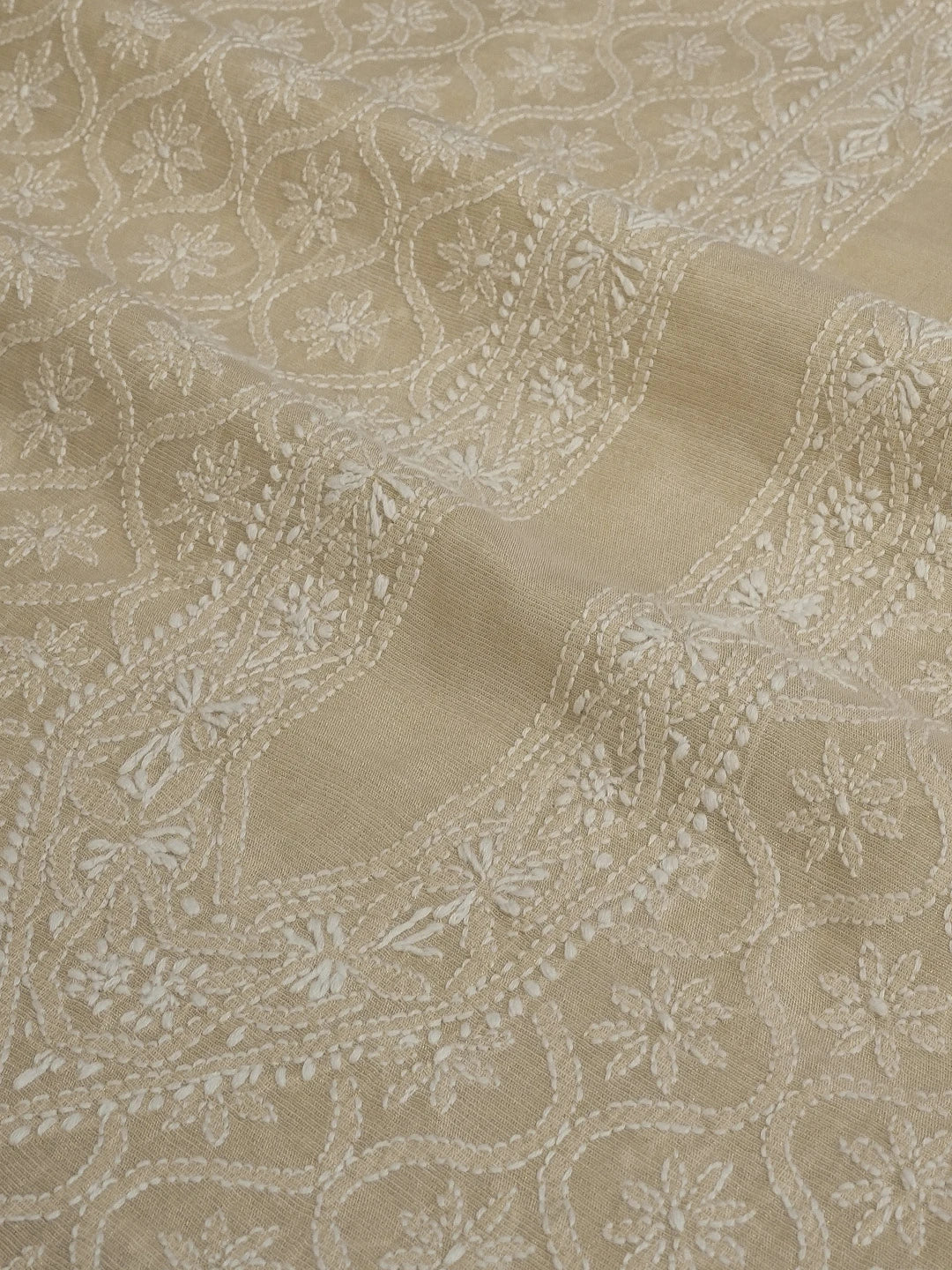 Ada Hand Embroidered Fawn Tissue Lucknowi Chikankari Unstitched Men's Kurta Piece 01A562214