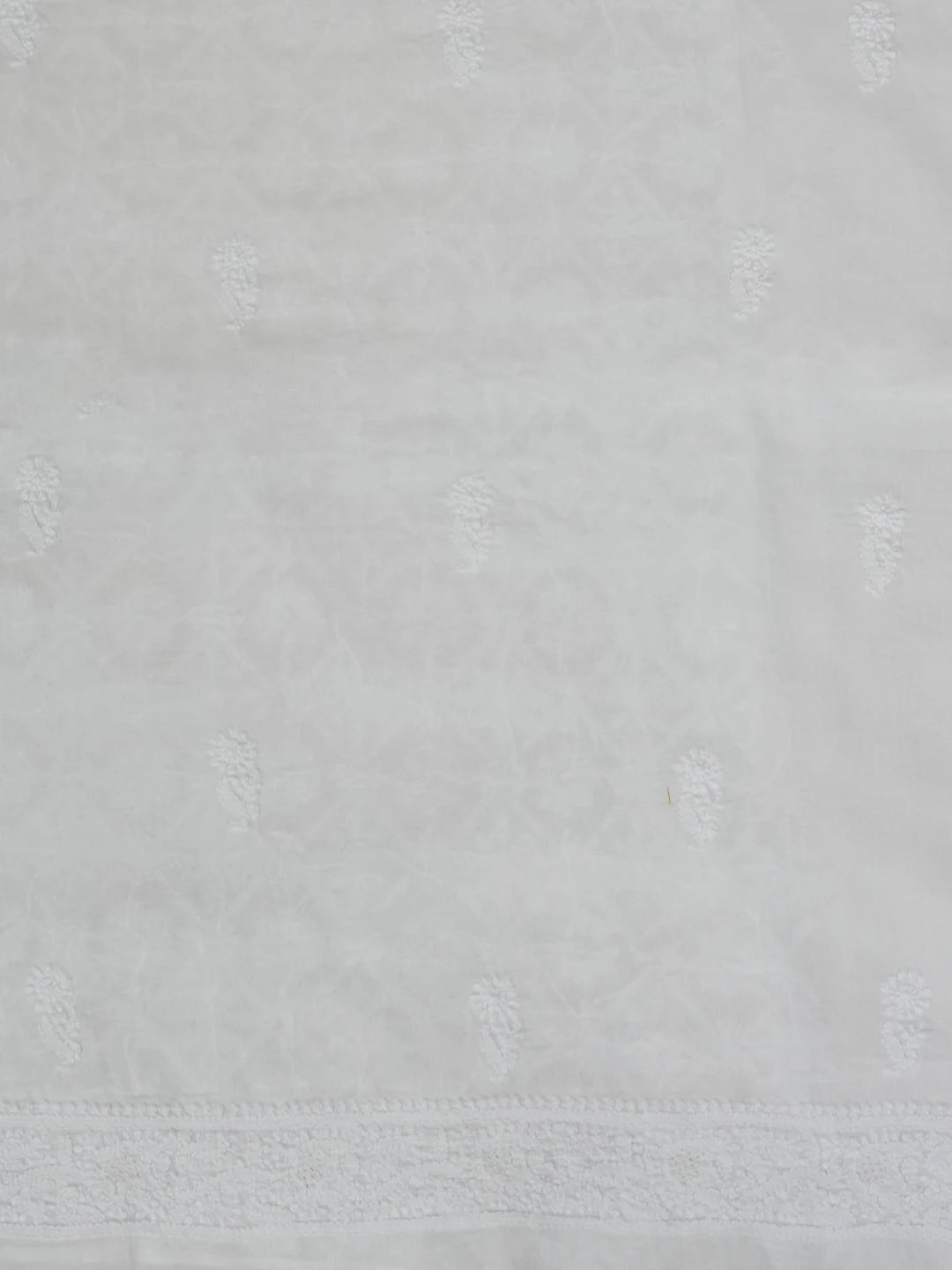 Ada Hand Embroidered White Cotton Lucknowi Chikankari Unstitched Men's Kurta Piece 01A609921