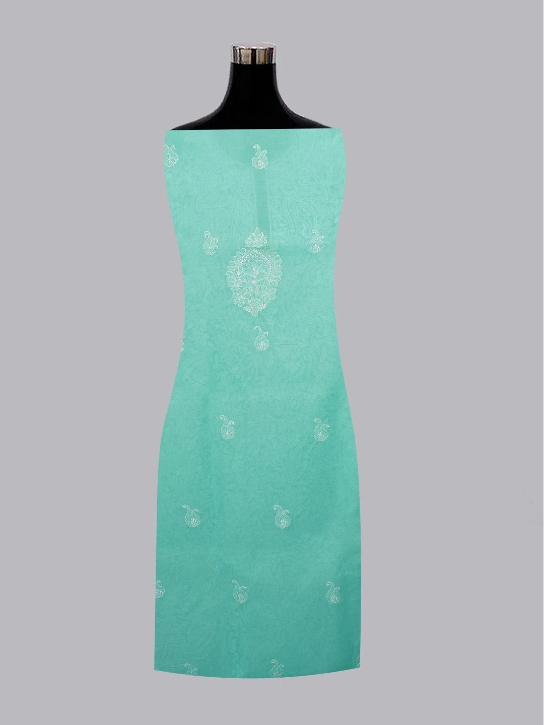 Ada Hand Embroidered Sea Green Cotton Lucknowi Chikankari Unstitched Kurta Piece 01A607297