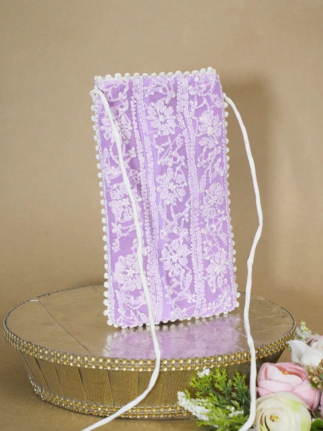 Ada Hand Embroidered Mauve Georgette Lucknowi Chikankari Mobile Cover 01A610086