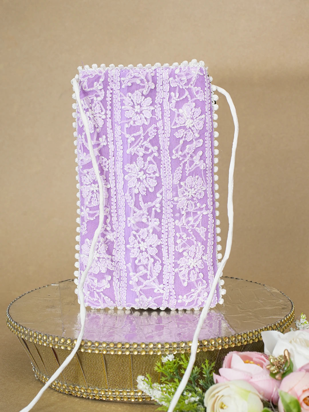 Ada Hand Embroidered Mauve Georgette Lucknowi Chikankari Mobile Cover 01A610086