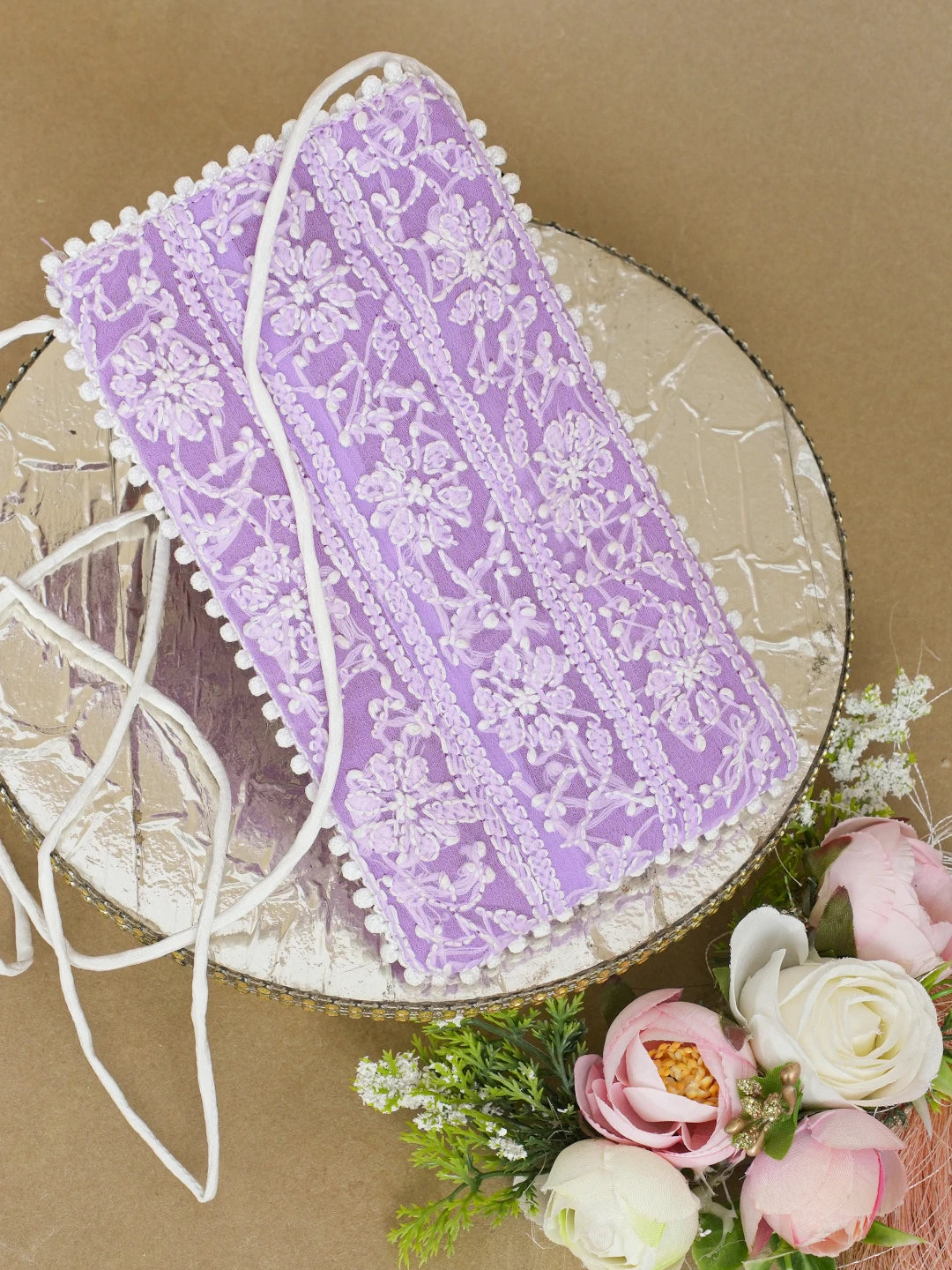 Ada Hand Embroidered Mauve Georgette Lucknowi Chikankari Mobile Cover 01A610086