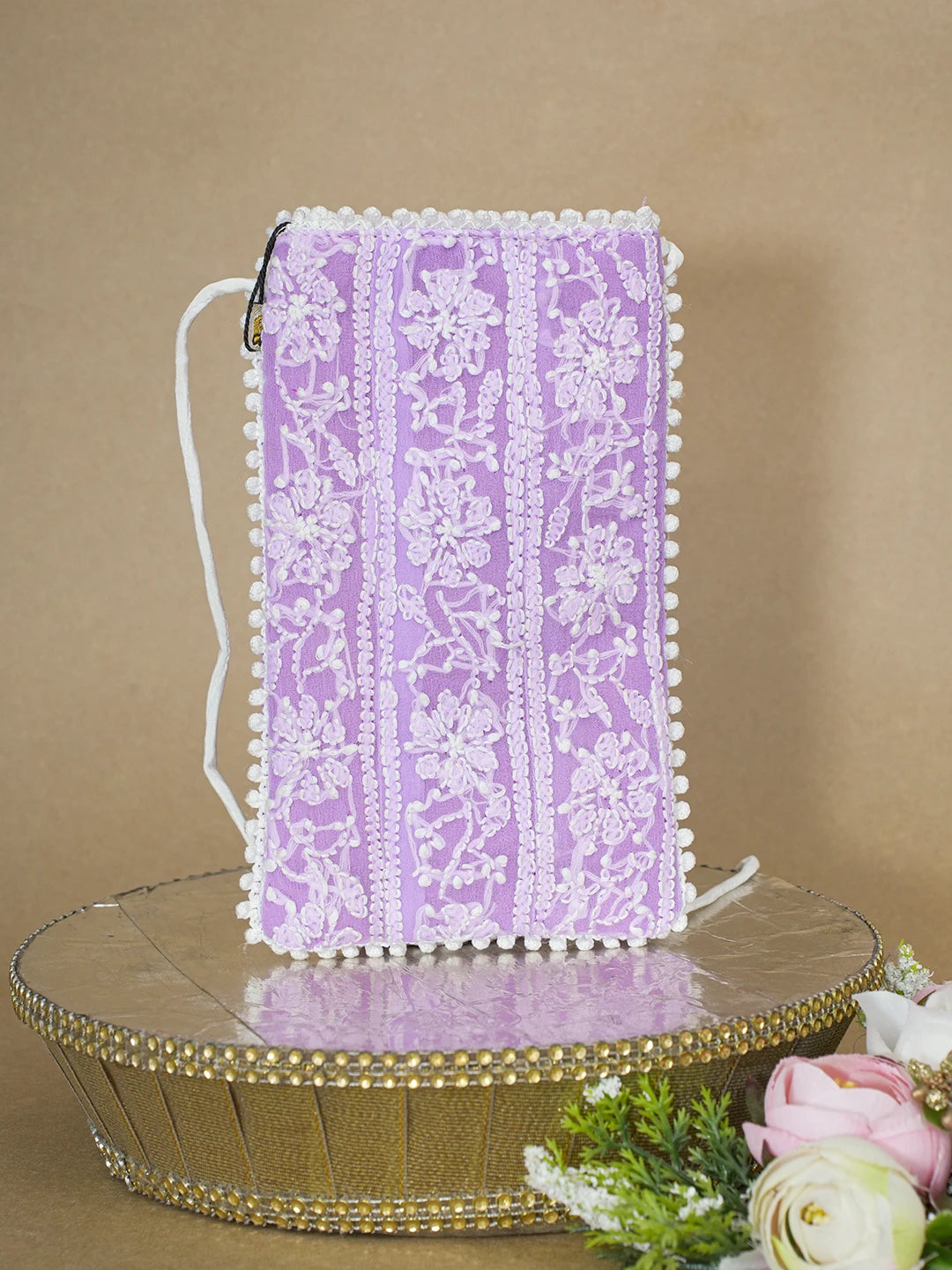 Ada Hand Embroidered Mauve Georgette Lucknowi Chikankari Mobile Cover 01A610086
