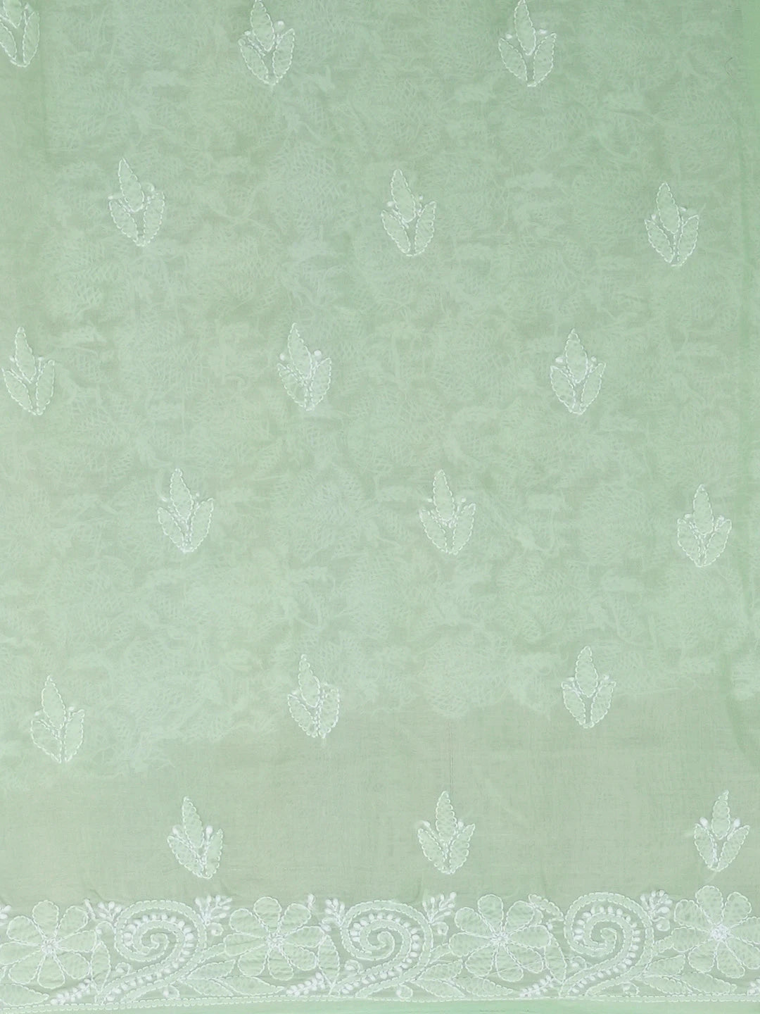 Ada Hand Embroidered Light Green Cotton Lucknowi Chikankari Unstitched Kurta Piece 01A607310
