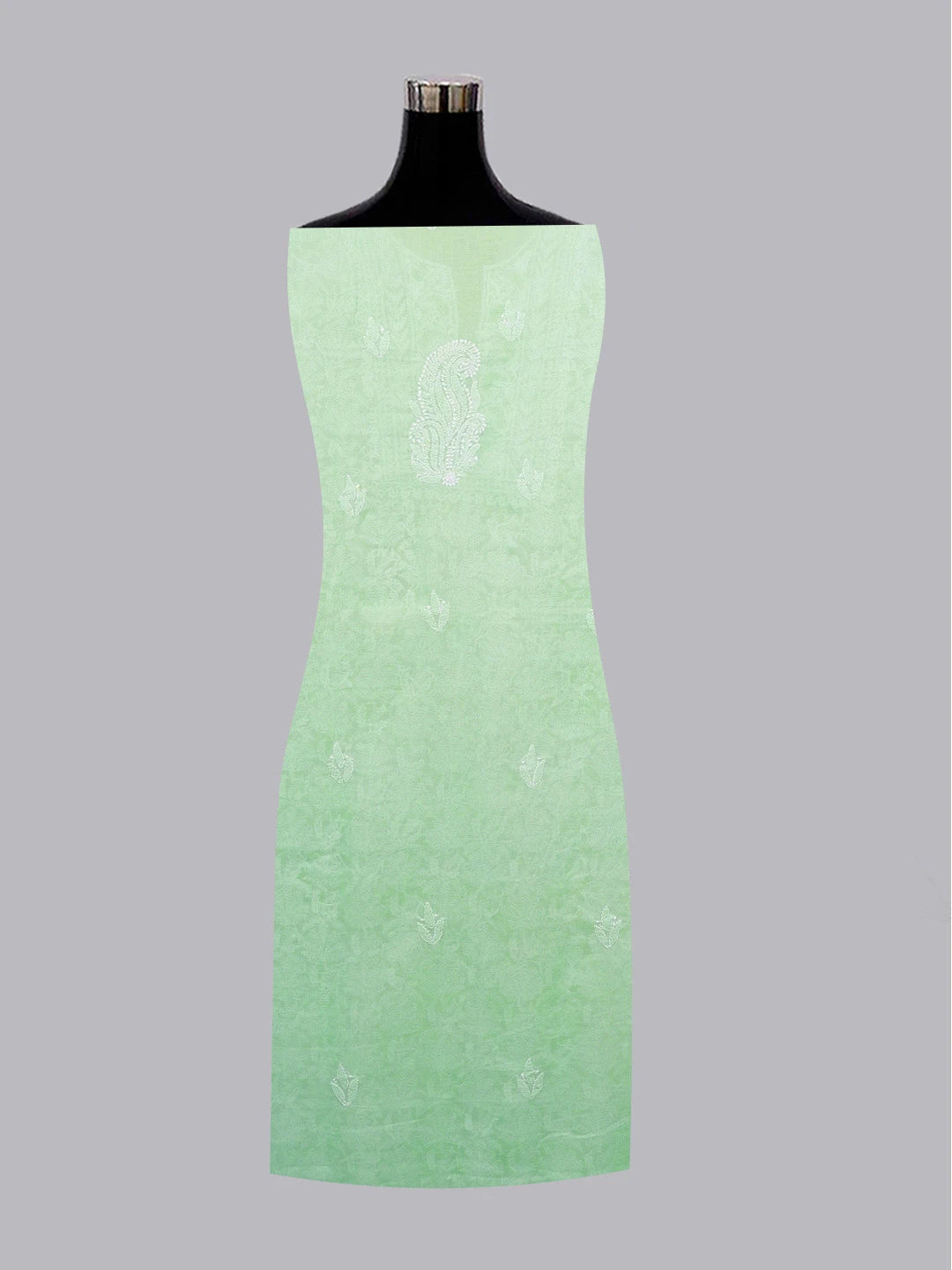 Ada Hand Embroidered Light Green Cotton Lucknowi Chikankari Unstitched Kurta Piece 01A607310