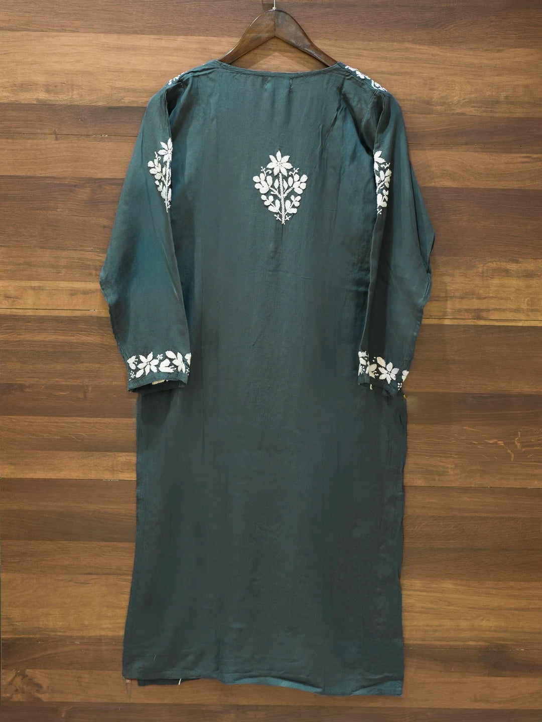Ada Hand Embroidered Grey Rayon Lucknowi Chikankari Straight Kurta A411672