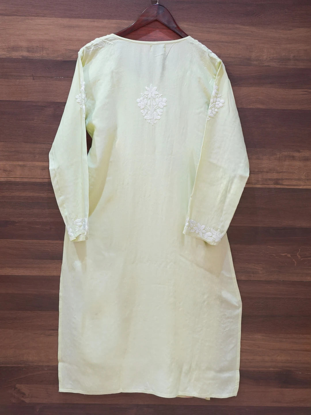 Ada Hand Embroidered Light Green Rayon Lucknowi Chikankari Straight Kurta A411669