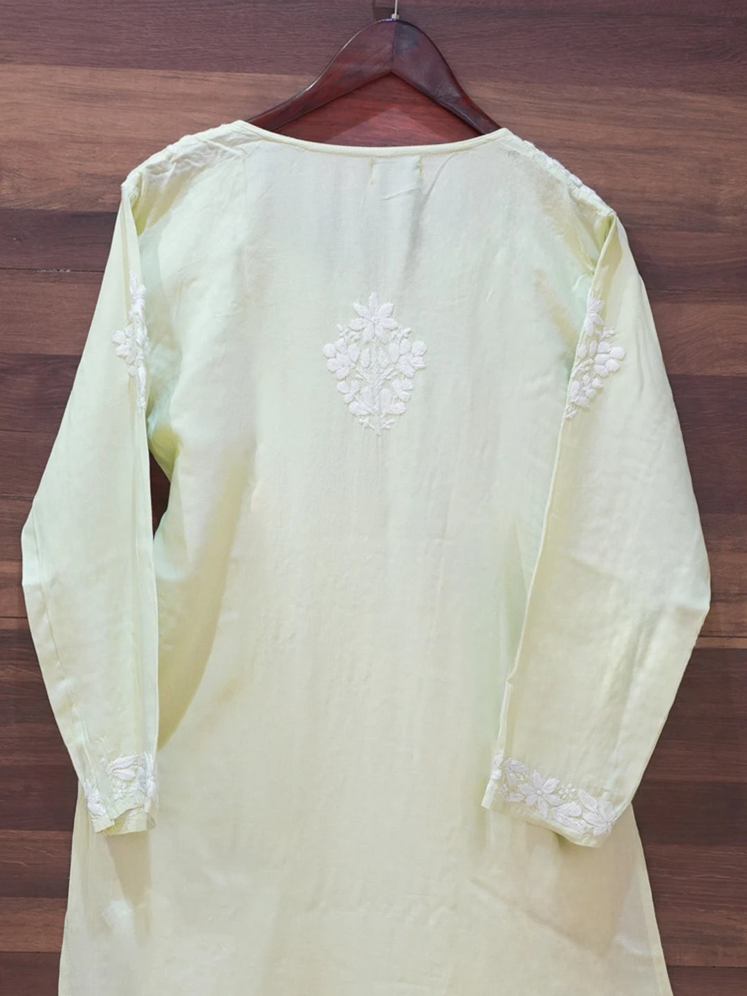 Ada Hand Embroidered Light Green Rayon Lucknowi Chikankari Straight Kurta A411669