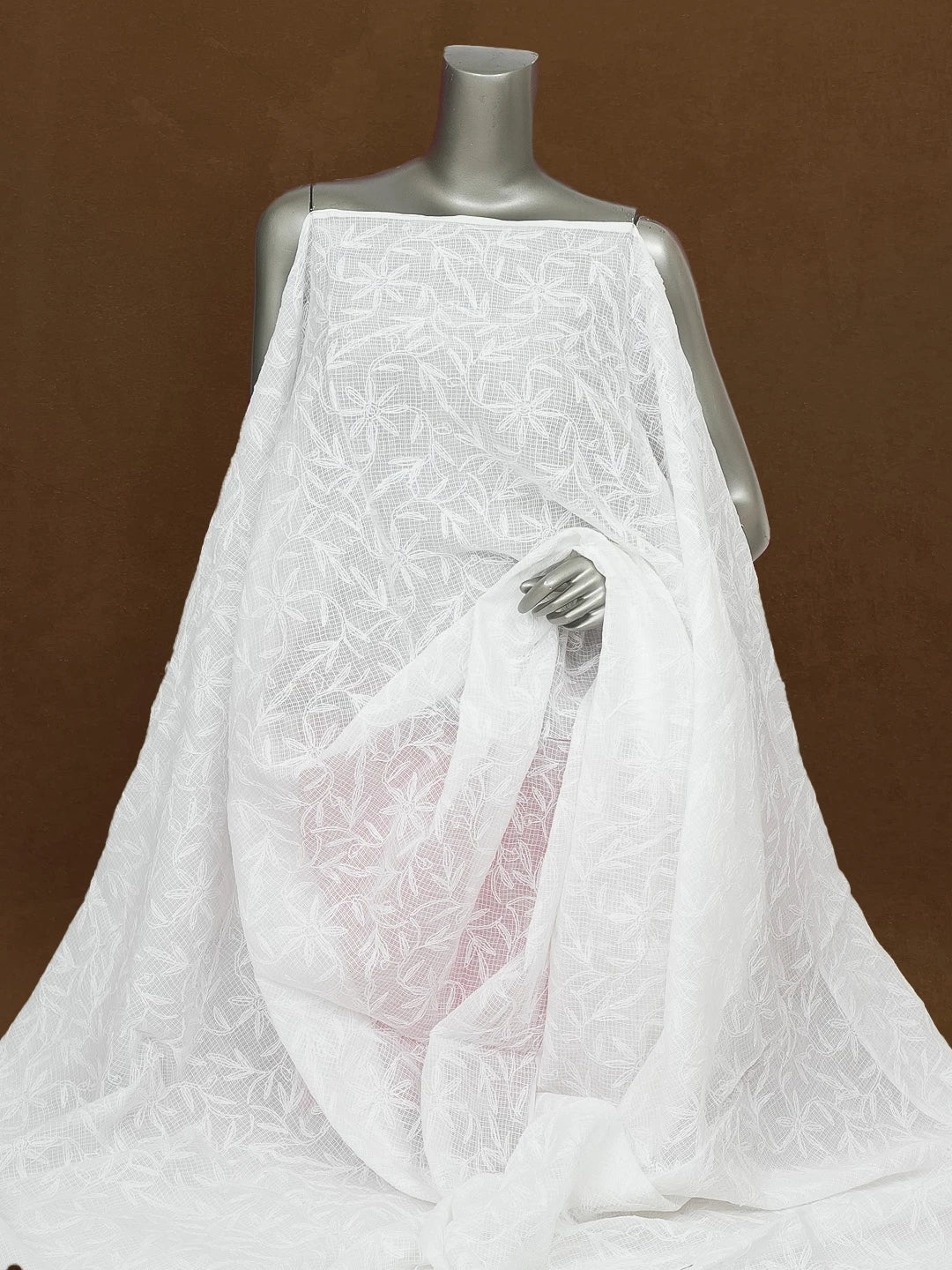 Ada Hand Embroidered White Kota Lucknowi Chikankari Dupatta 01A582622