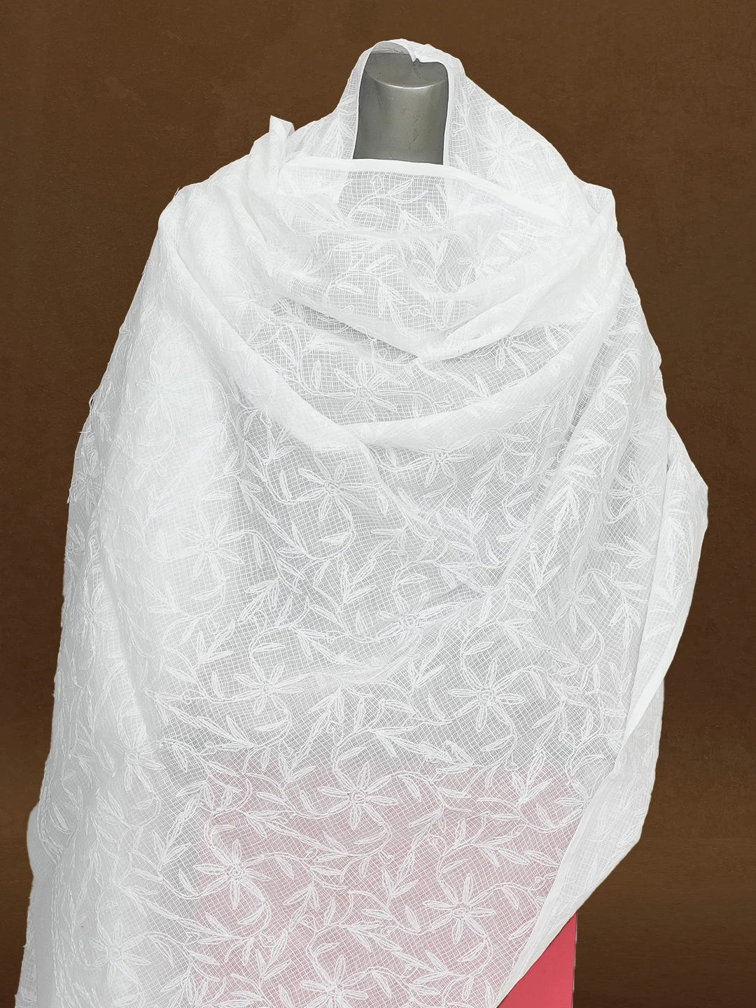 Ada Hand Embroidered White Kota Lucknowi Chikankari Dupatta 01A582622