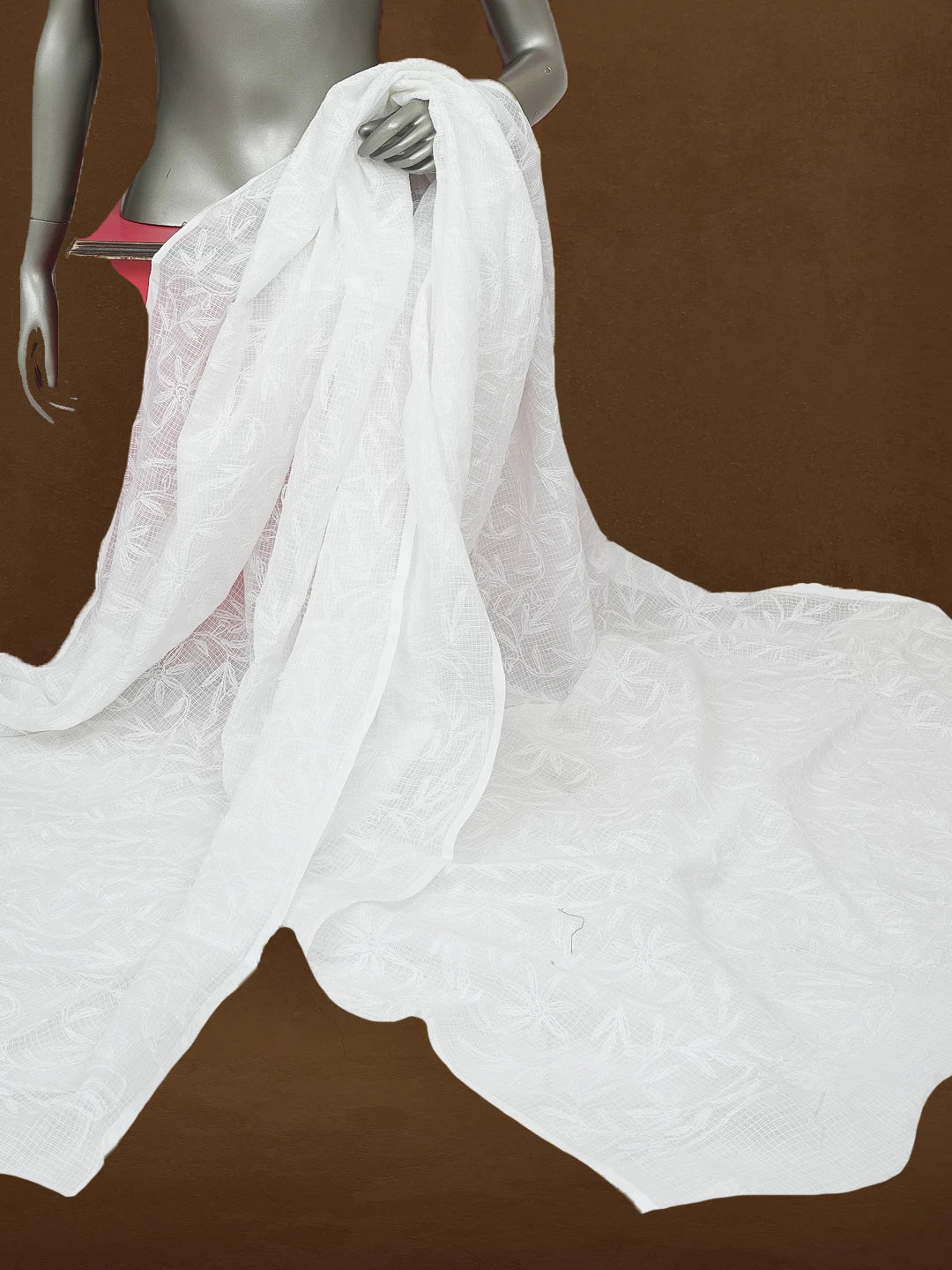 Ada Hand Embroidered White Kota Lucknowi Chikankari Dupatta 01A582622