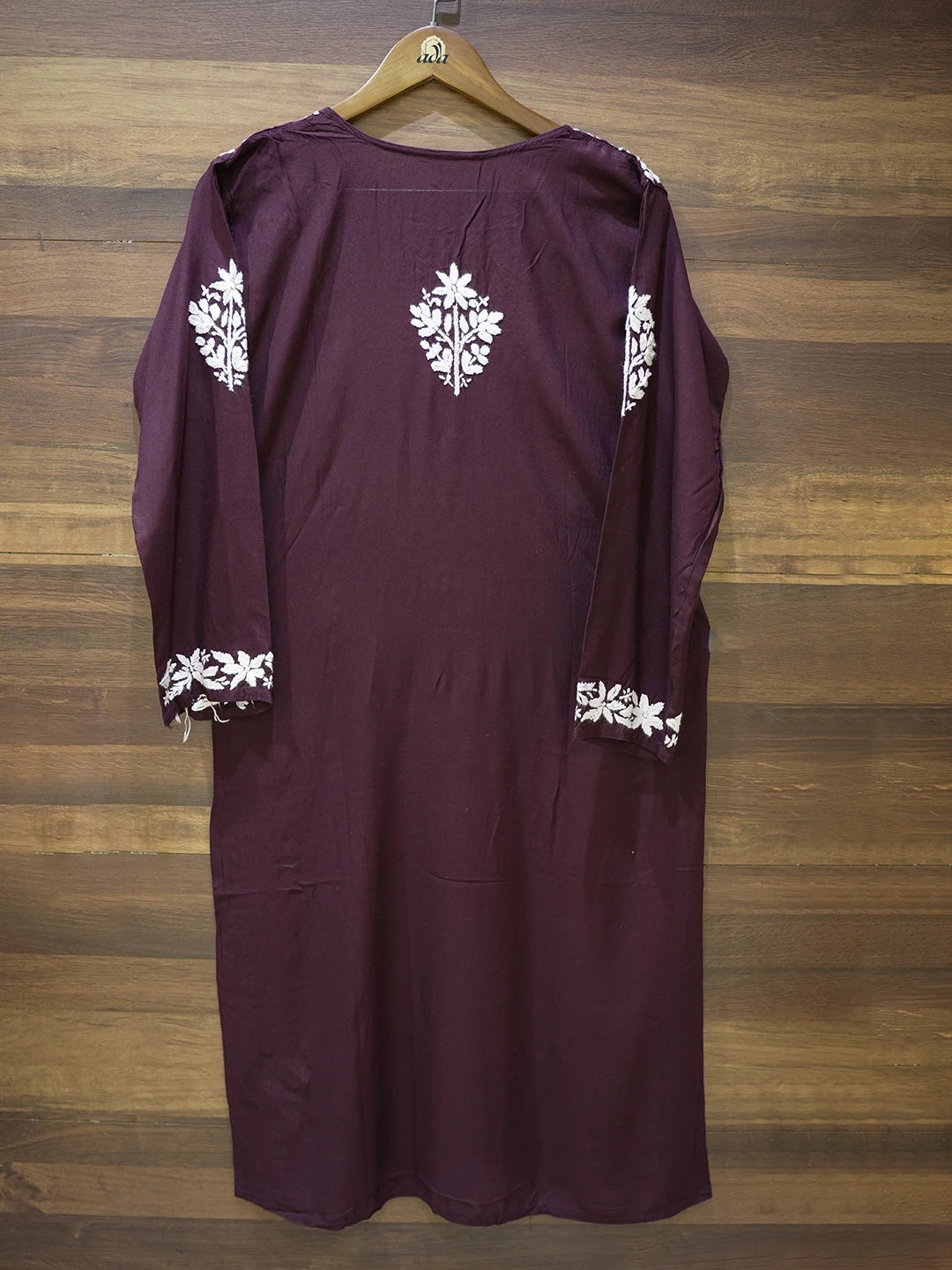 Ada Hand Embroidered Brown Rayon Lucknowi Chikankari Straight Kurta A411673