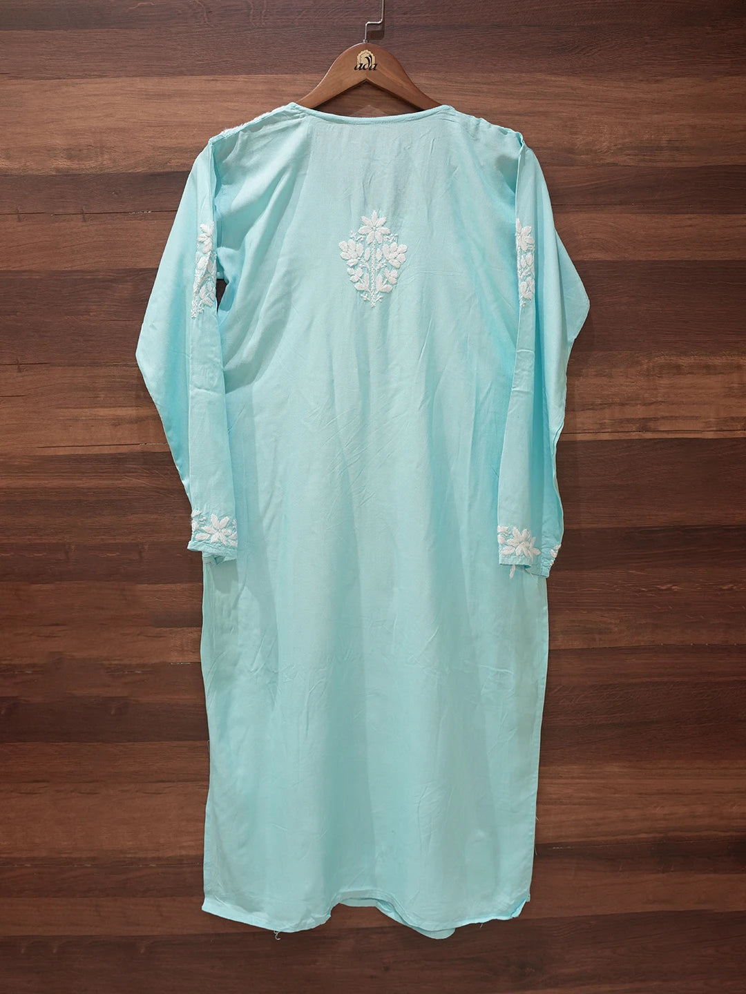 Ada Hand Embroidered Blue Rayon Lucknowi Chikankari Straight Kurta A411665