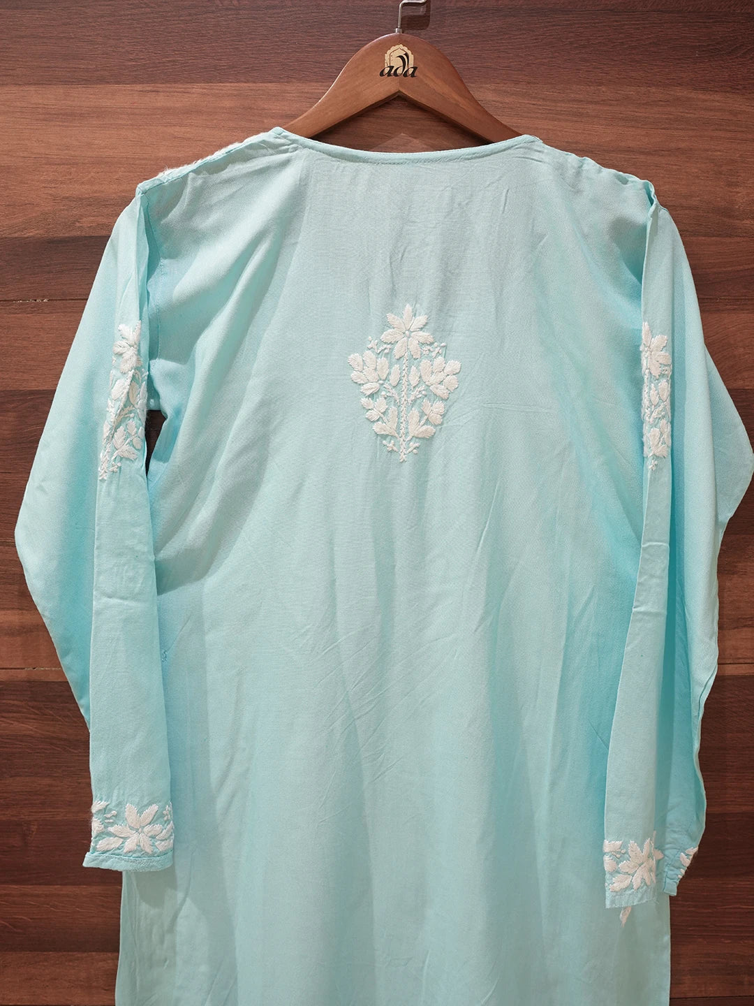 Ada Hand Embroidered Blue Rayon Lucknowi Chikankari Straight Kurta A411665
