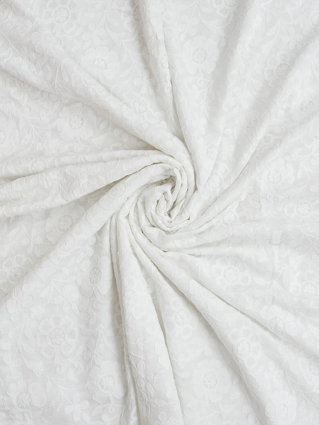 Ada Hand Embroidered White Pure Cotton Lucknowi Chikankari Dupatta 01A571748