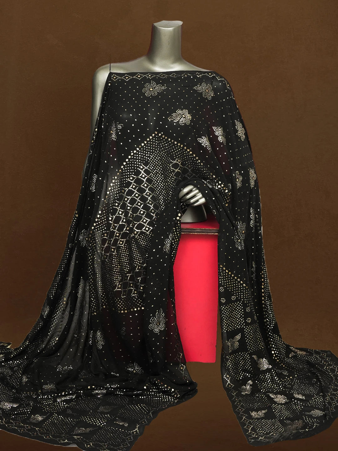 Ada Black Pure Georgette Lucknowi Chikankari Dupatta With Muqaish Work A604499