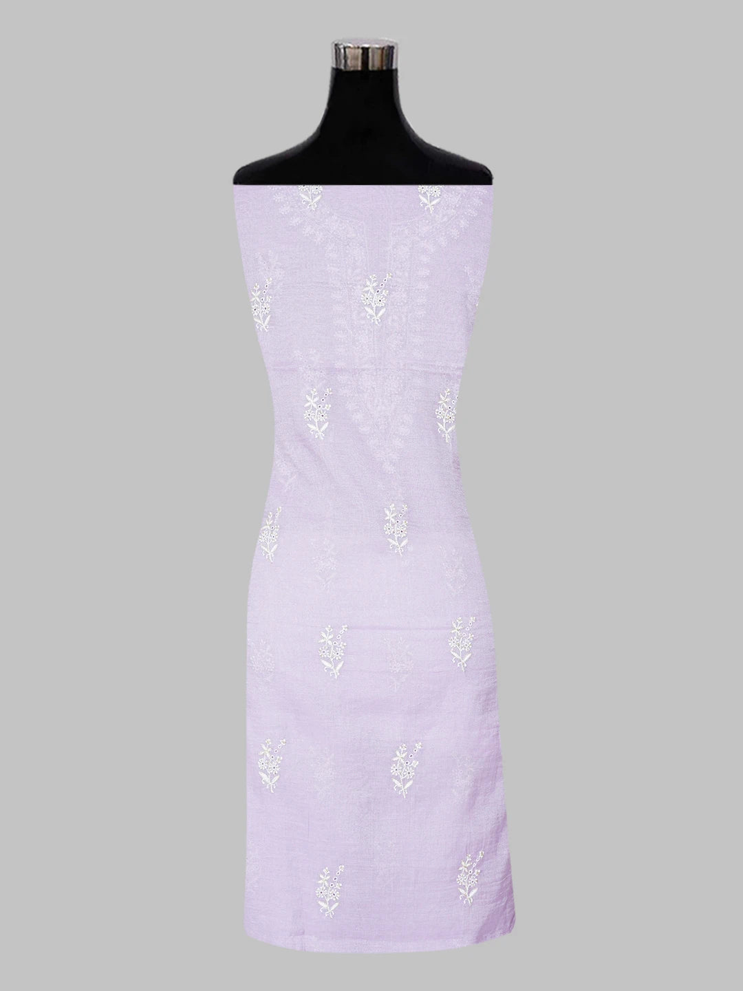Ada Hand Embroidered Mauve Tissue Lucknowi Chikankari Unstitched Kurta Dupatta Set With Zari Work 01A609622