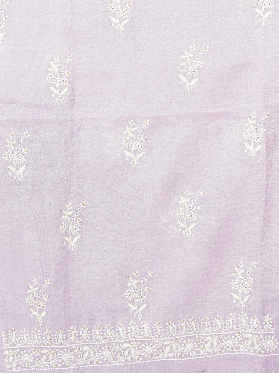 Ada Hand Embroidered Mauve Tissue Lucknowi Chikankari Unstitched Kurta Dupatta Set With Zari Work 01A609622