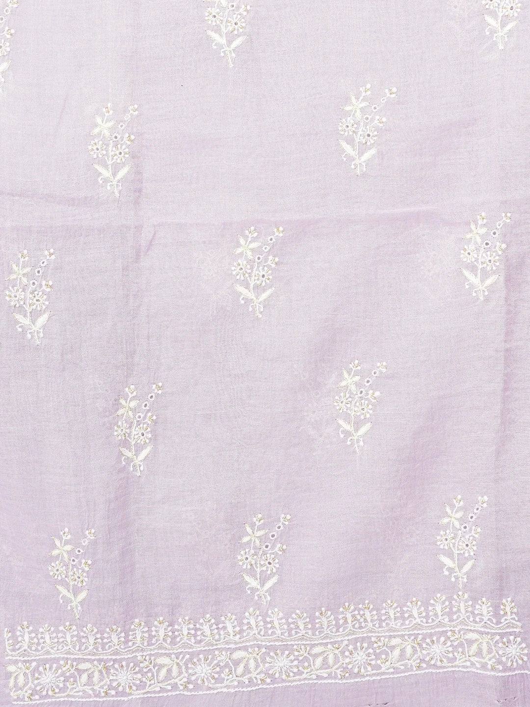 Ada Hand Embroidered Mauve Tissue Lucknowi Chikankari Unstitched Kurta Dupatta Set With Zari Work 01A609622