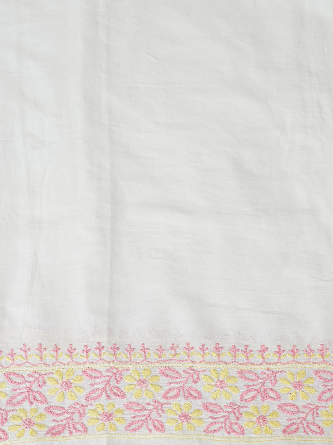 Ada Hand Embroidered Cream Chanderi Lucknowi Chikankari Unstitched Kurta Dupatta Set 01A467974