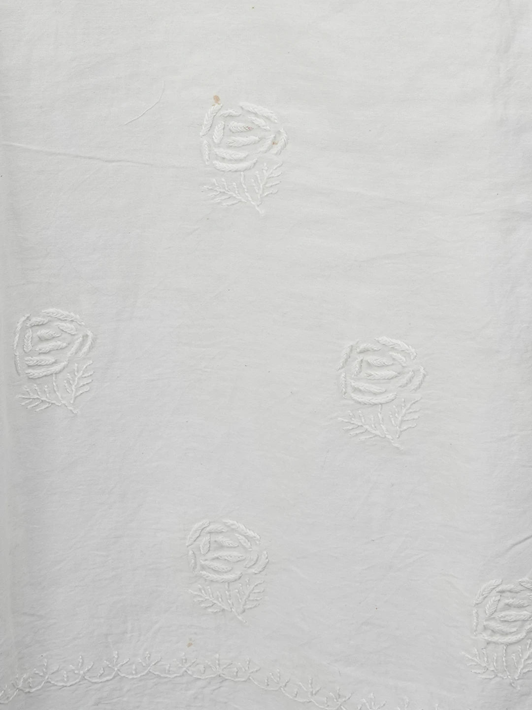 Ada Hand Embroidered White Chanderi Chikankari Unstitched Kurta Dupatta Set with Muqaish Work 01A548476