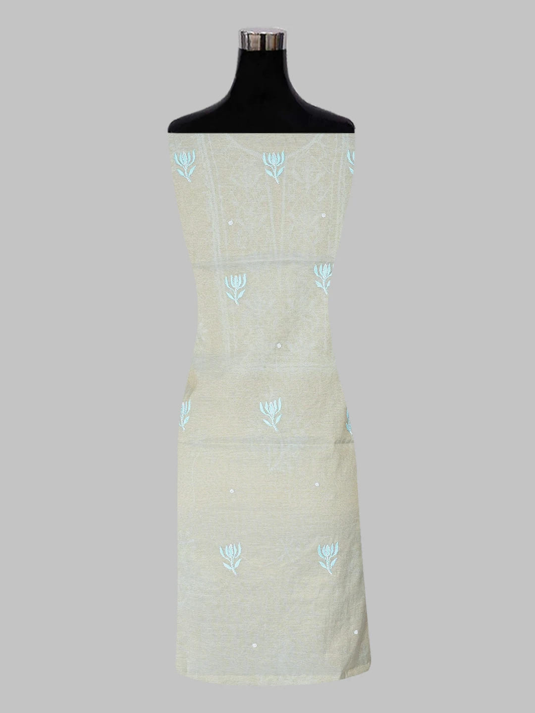 Ada Hand Embroidered Fallow Brown Tissue Chikankari Unstitched Kurta Dupatta Set with Pearl and Sequinned Work 01A614216