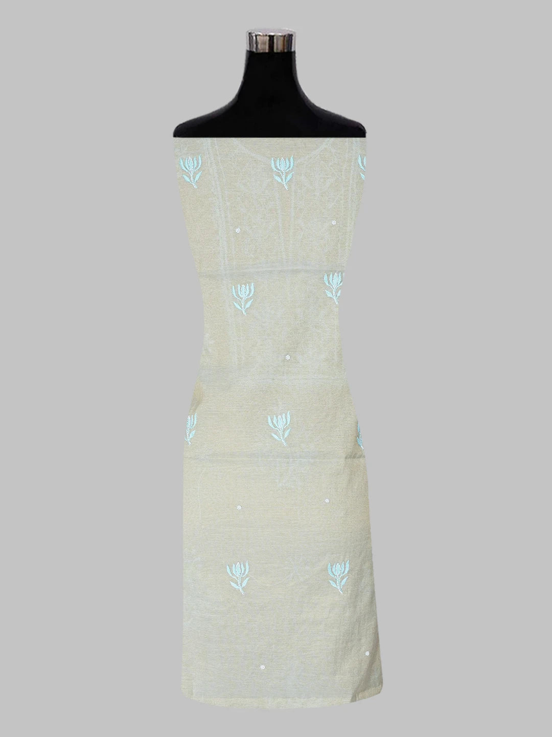 Ada Hand Embroidered Fallow Brown Tissue Chikankari Unstitched Kurta Dupatta Set with Pearl and Sequinned Work 01A614216