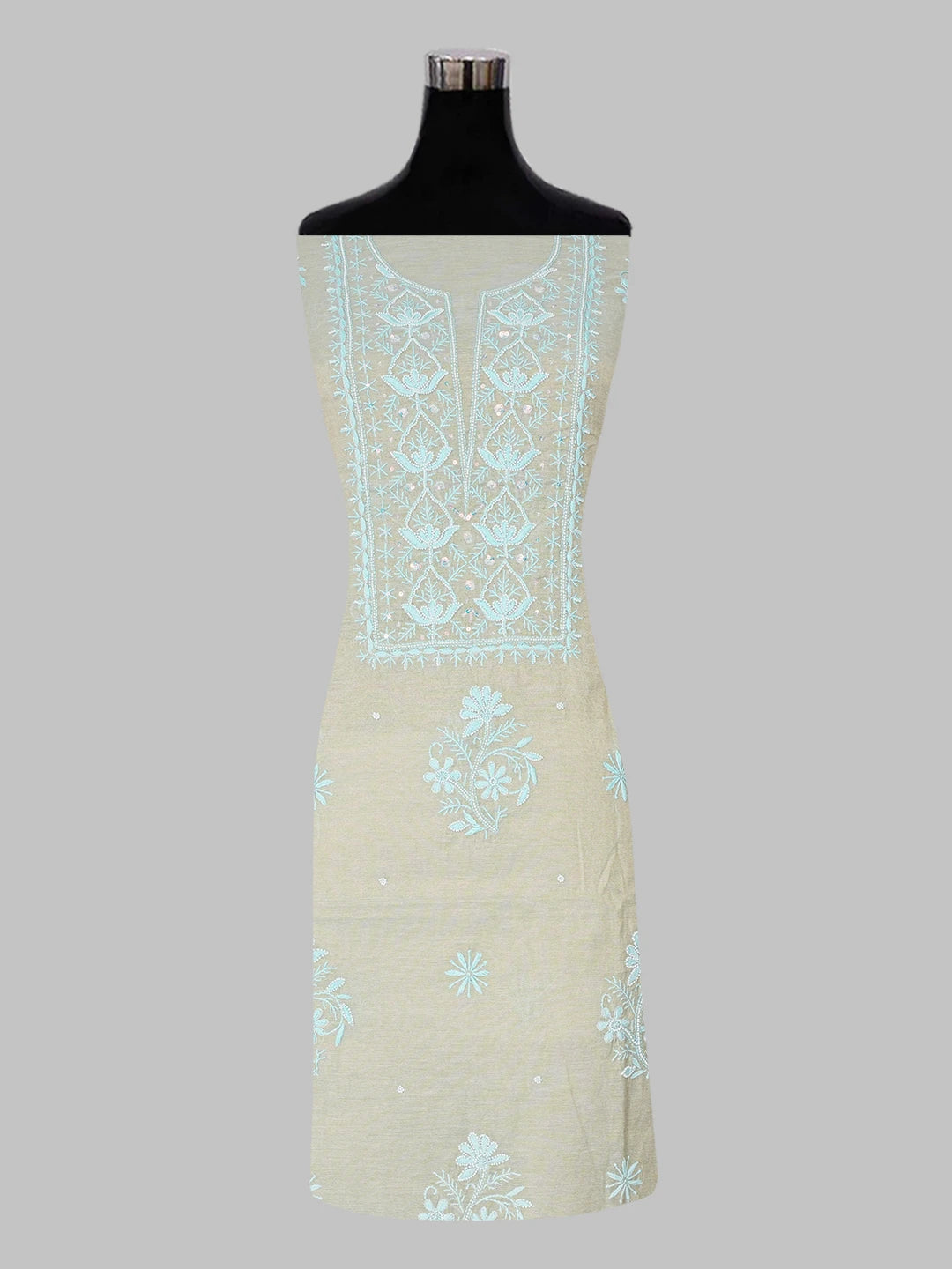Ada Hand Embroidered Fallow Brown Tissue Chikankari Unstitched Kurta Dupatta Set with Pearl and Sequinned Work 01A614216