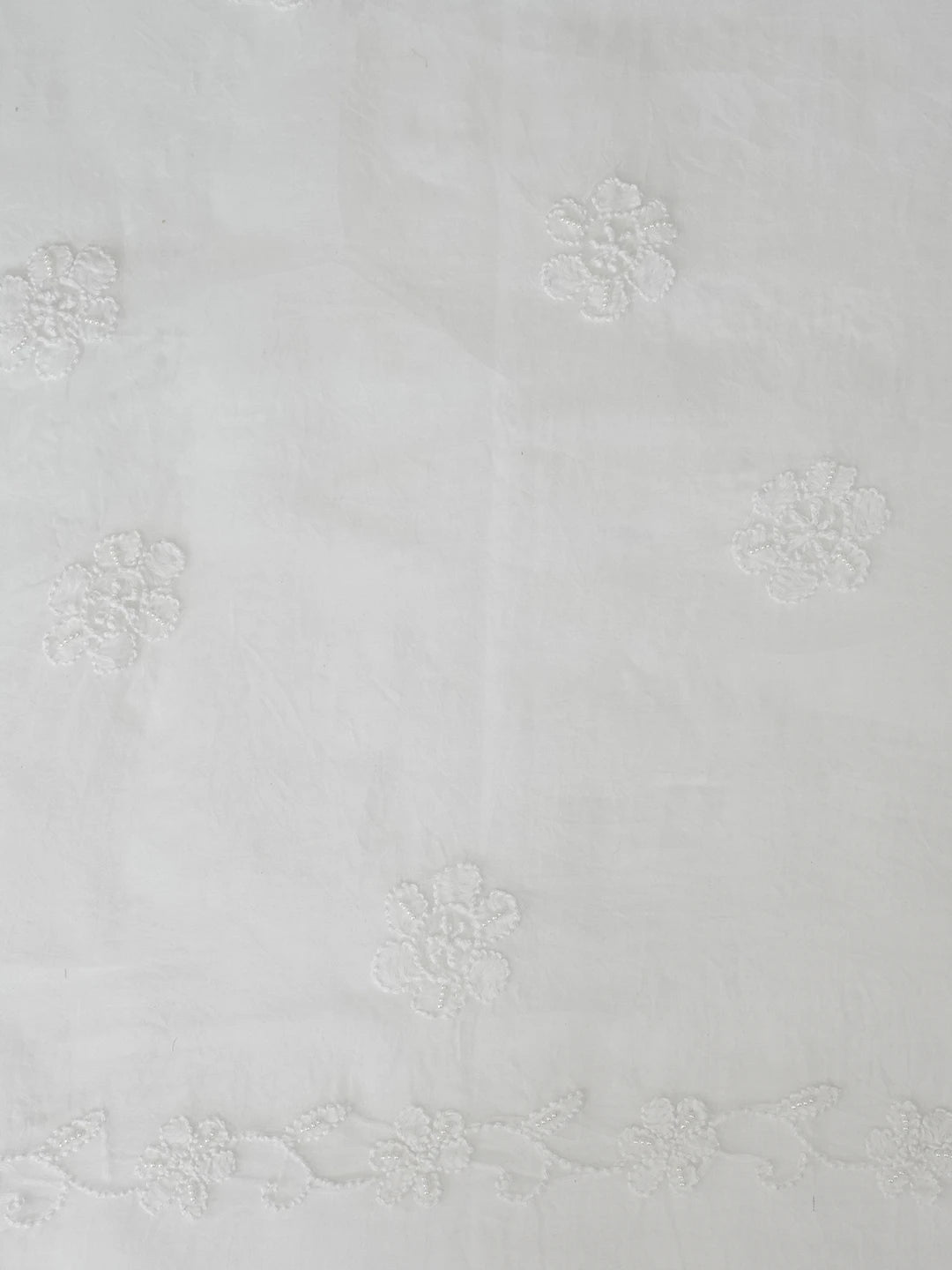 Ada Hand Embroidered White Organza Lucknowi Chikankari Unstitched Kurta Dupatta Set With Pearl Work 01A598628