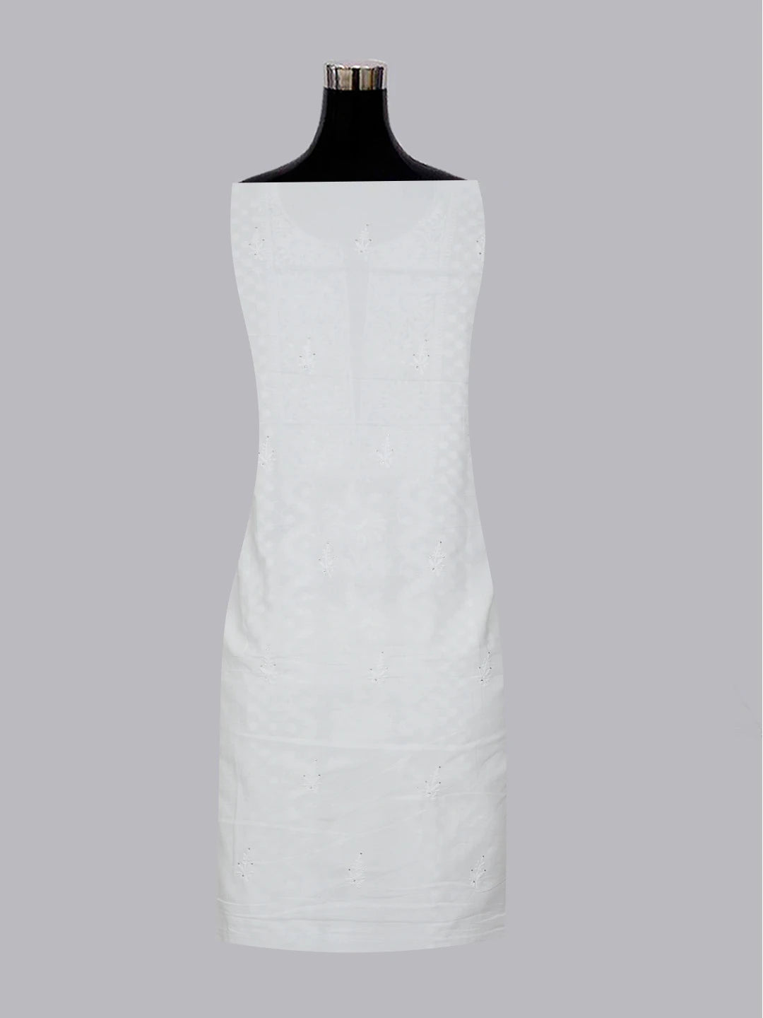 Ada Hand Embroidered White Cotton Lucknowi Chikankari Unstitched Suit Piece With Muqaish Work 01A396132