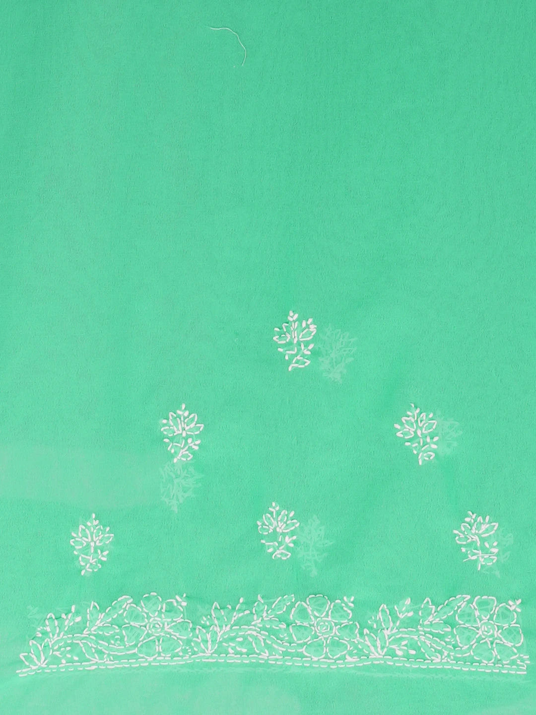 Ada Hand Embroidered Jade Green Georgette Lucknowi Chikankari Saree With Blouse 01A527635