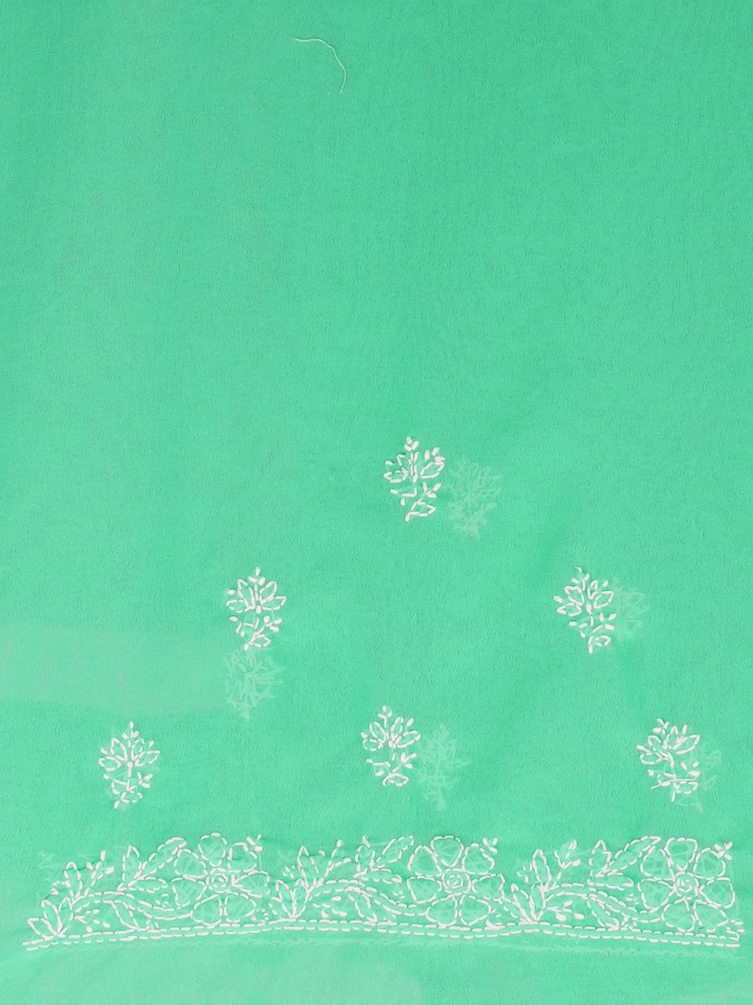 Ada Hand Embroidered Jade Green Georgette Lucknowi Chikankari Saree With Blouse 01A527635