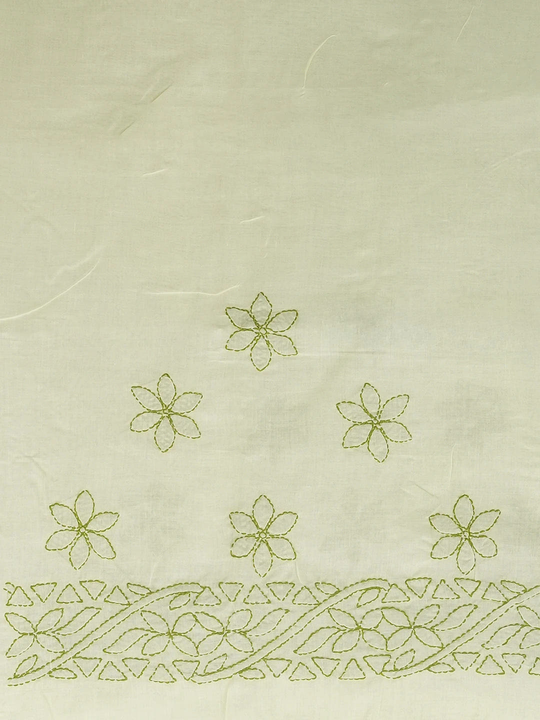 Ada Hand Embroidered Lemon Yellow Cotton Lucknowi Chikankari Saree and Blouse 01A366045