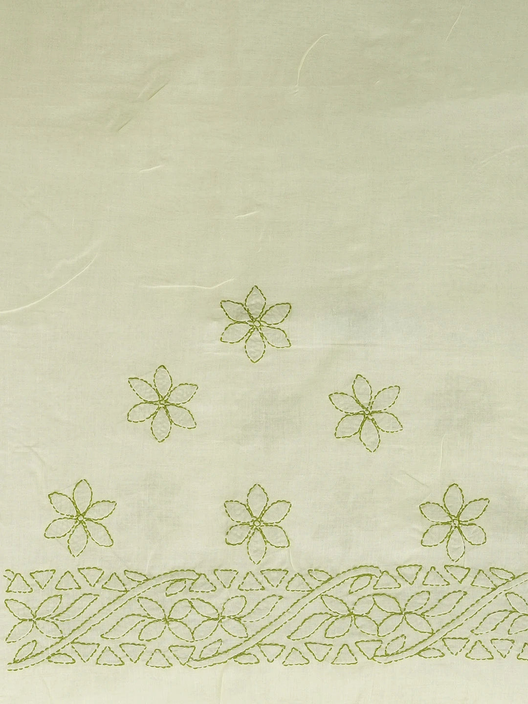 Ada Hand Embroidered Lemon Yellow Cotton Lucknowi Chikankari Saree and Blouse 01A366045