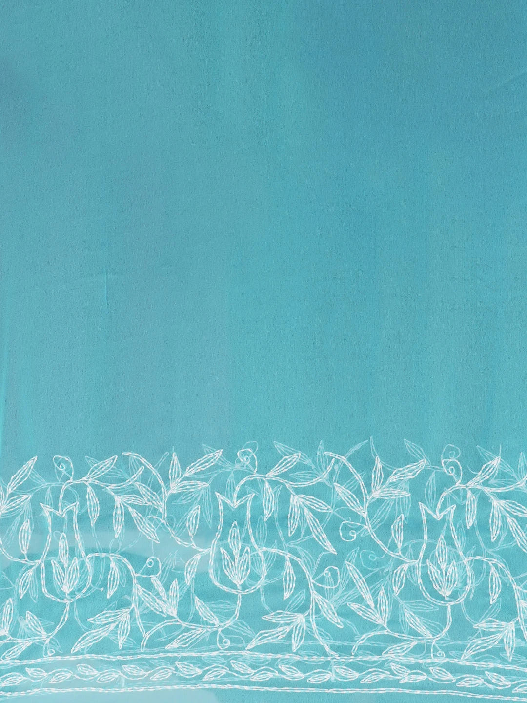 Ada Hand Embroidered Sky Blue Georgette Lucknowi Chikankari Saree With Blouse 01A576603