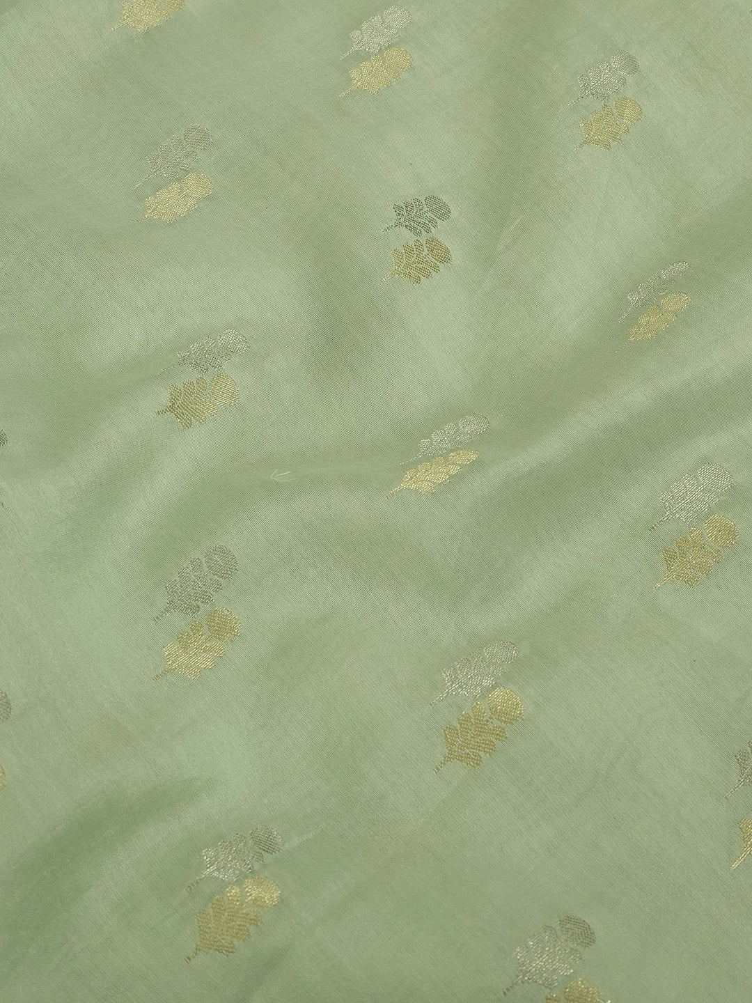Ada Hand Embroidered Light Green Chanderi Lucknowi Chikankari Unstitched Men's Kurta Piece 01A604631