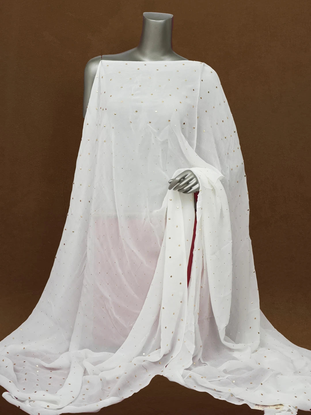 Ada White Viscose Georgette Lucknowi Chikankari Dupatta With Muqaish Work A580322