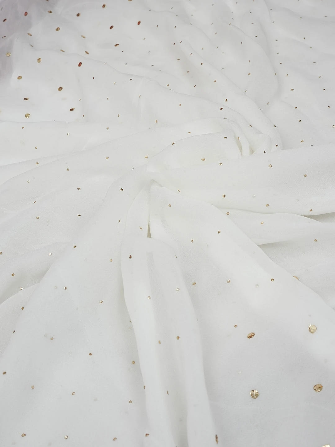 Ada White Viscose Georgette Lucknowi Chikankari Dupatta With Muqaish Work A580322