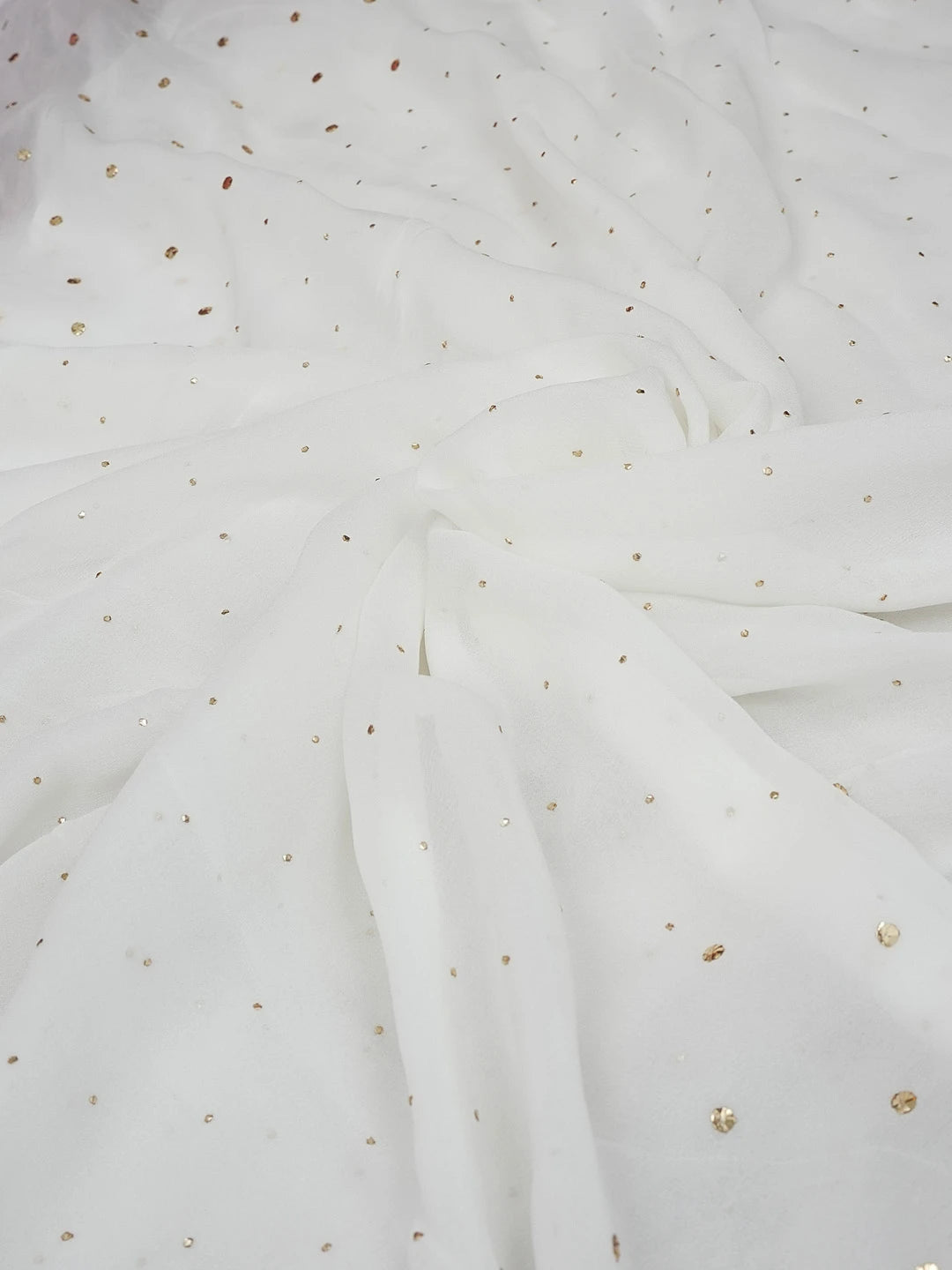 Ada White Viscose Georgette Lucknowi Chikankari Dupatta With Muqaish Work A580322