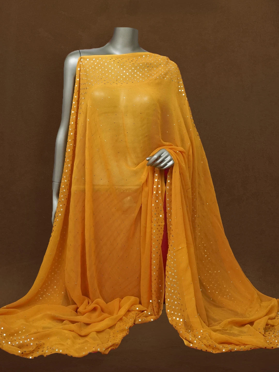 Ada Mustard Viscose Georgette Lucknowi Chikankari Dupatta With Muqaish Work A589273