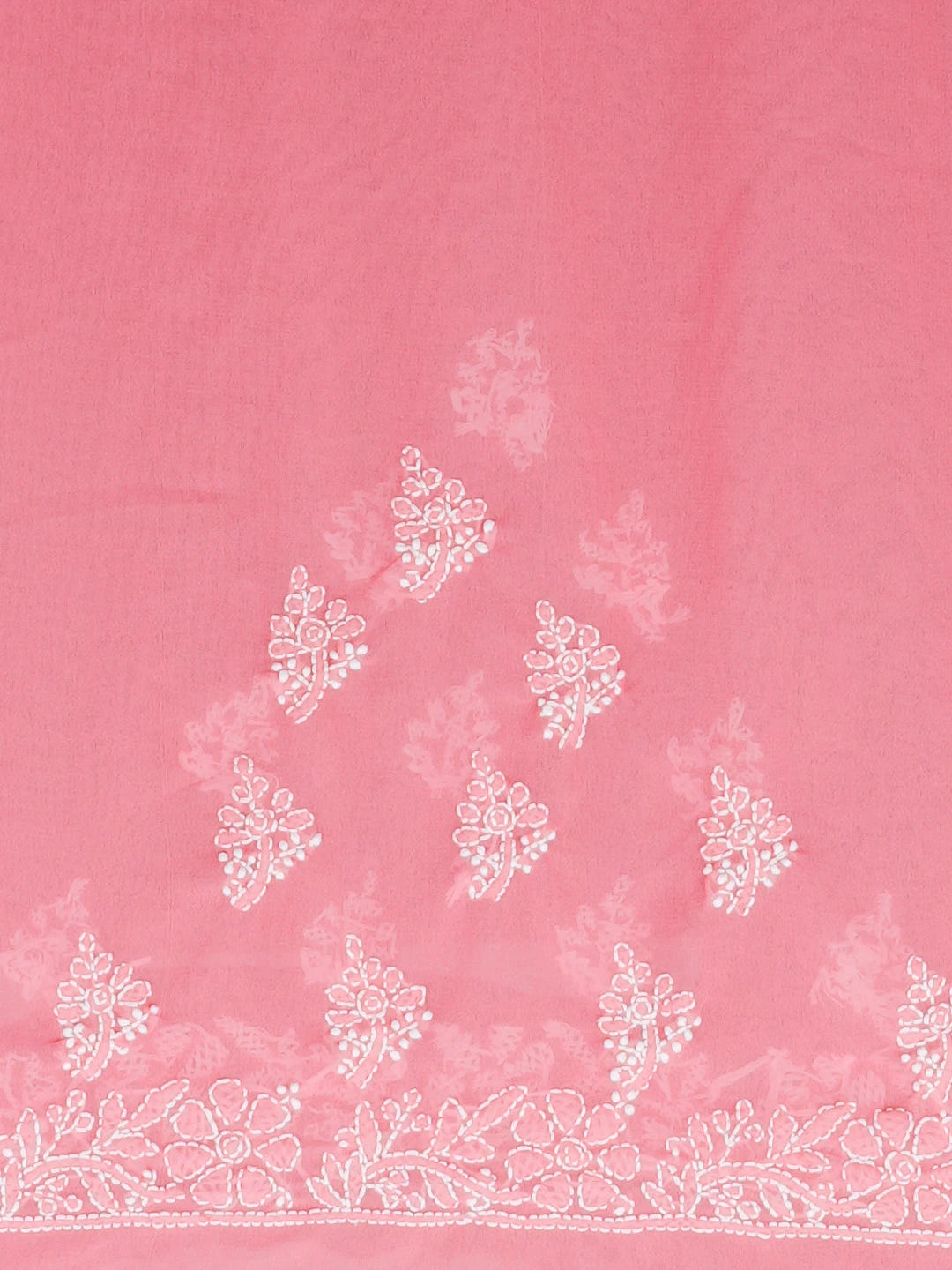 Ada Hand Embroidered Pink Faux Georgette Lucknowi Chikankari Saree With Blouse 01A507054