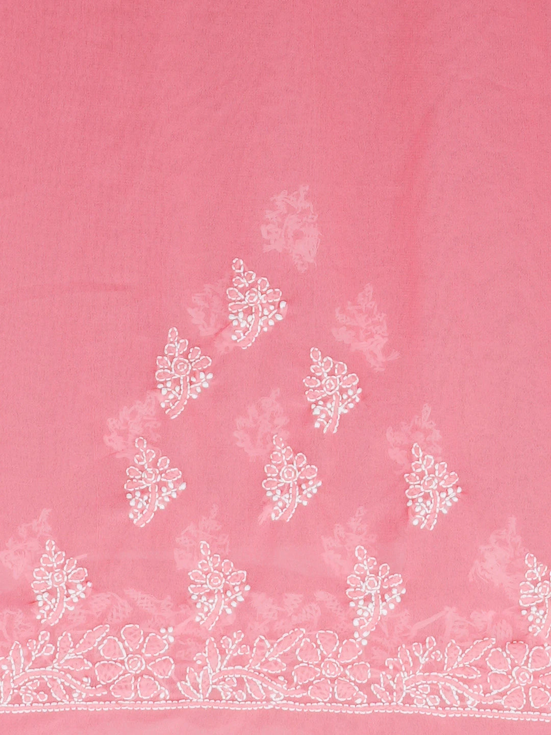 Ada Hand Embroidered Pink Faux Georgette Lucknowi Chikankari Saree With Blouse 01A507054