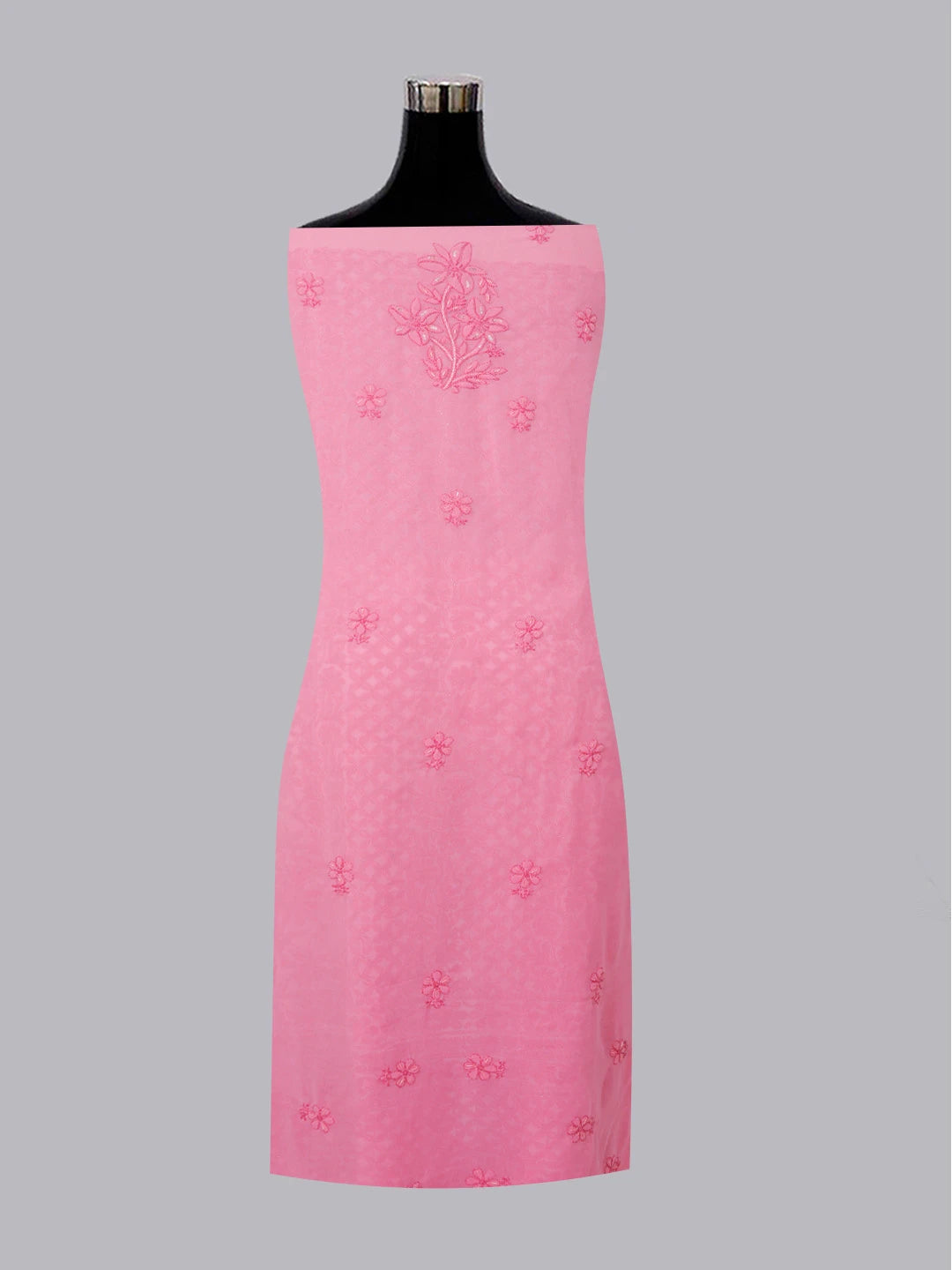 Ada Hand Embroidered Hot Pink Georgette Lucknowi Chikankari Unstitched Suit Piece With Sequinned Work 01A551778