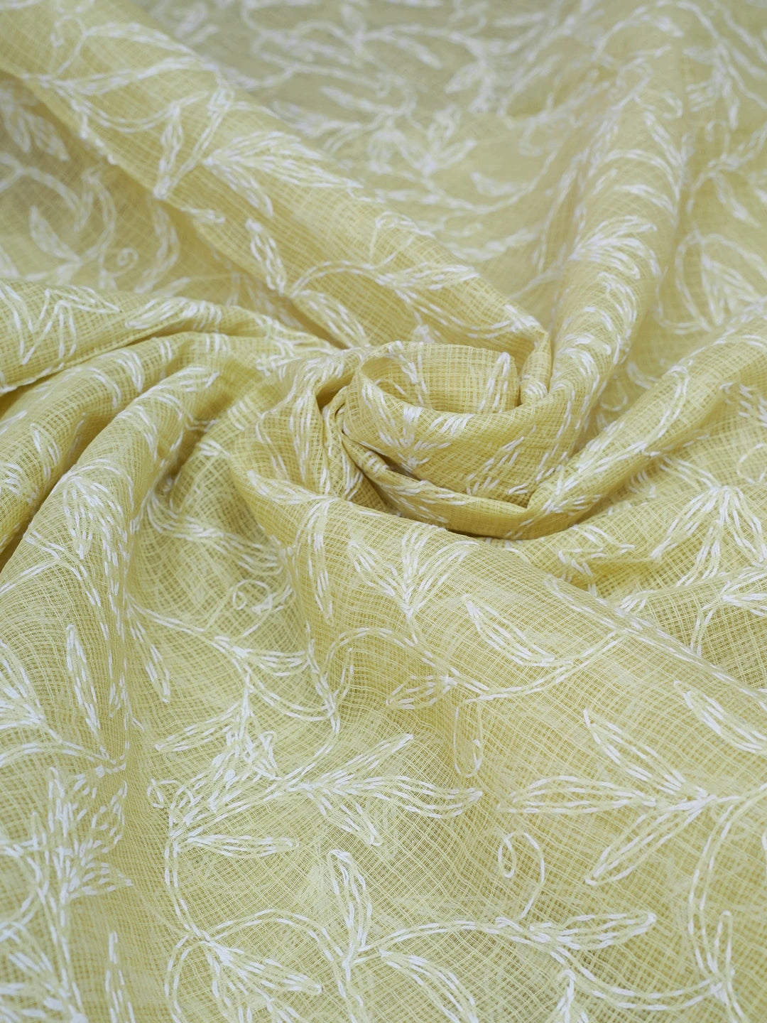 Ada Hand Embroidered Lime Green Kota Lucknowi Chikankari Dupatta 01A610875