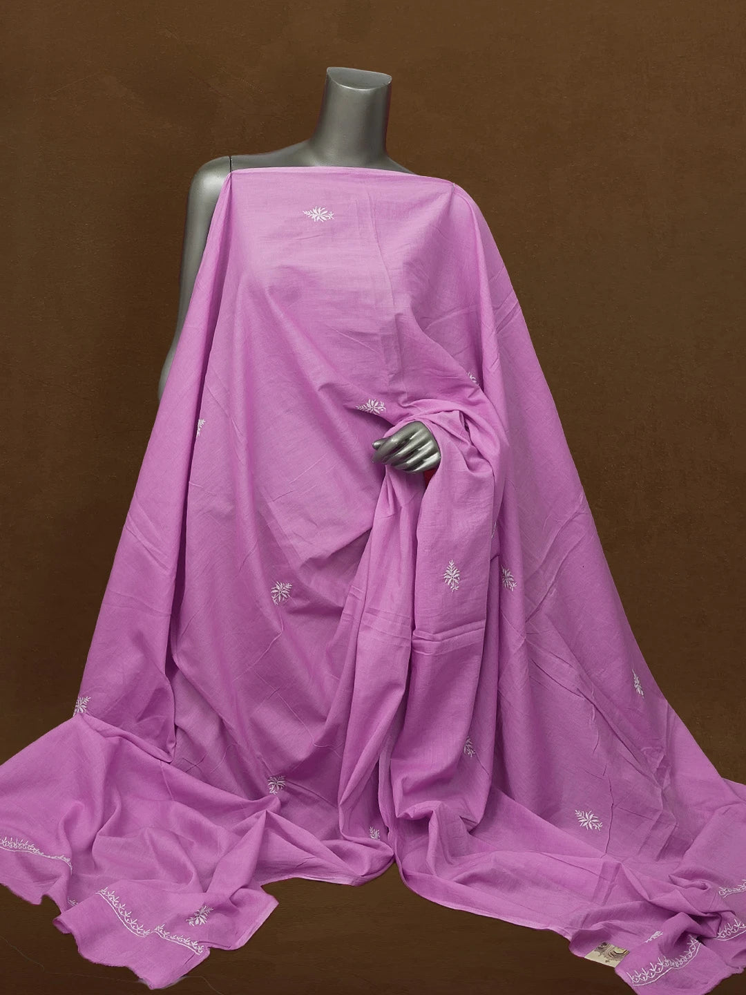 Ada Hand Embroidered Deep Mauve Cotton Lucknowi Chikankari Dupatta 01A421732